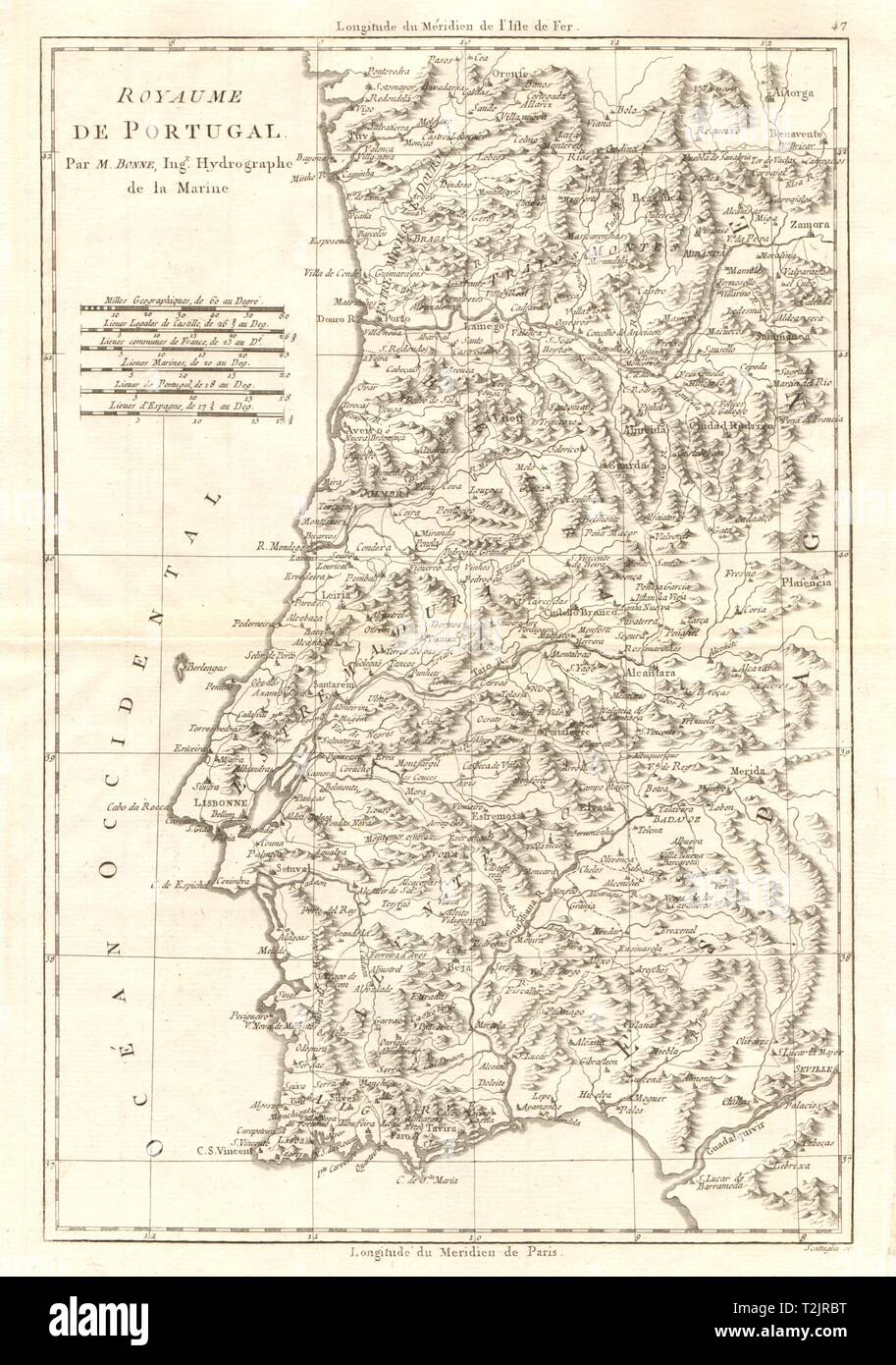 Royaume de Portugal. Royaume du Portugal. BONNE 1789 ancienne carte Banque D'Images