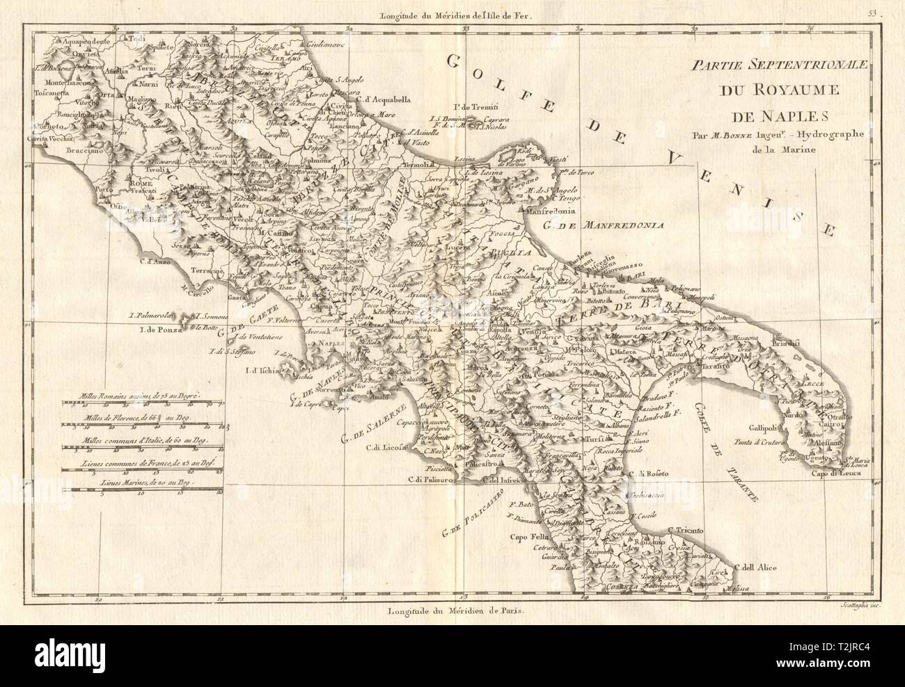 Partie septentrionale du Royaume de Naples. Le sud de l'Italie. BONNE vieille carte 1789 Banque D'Images