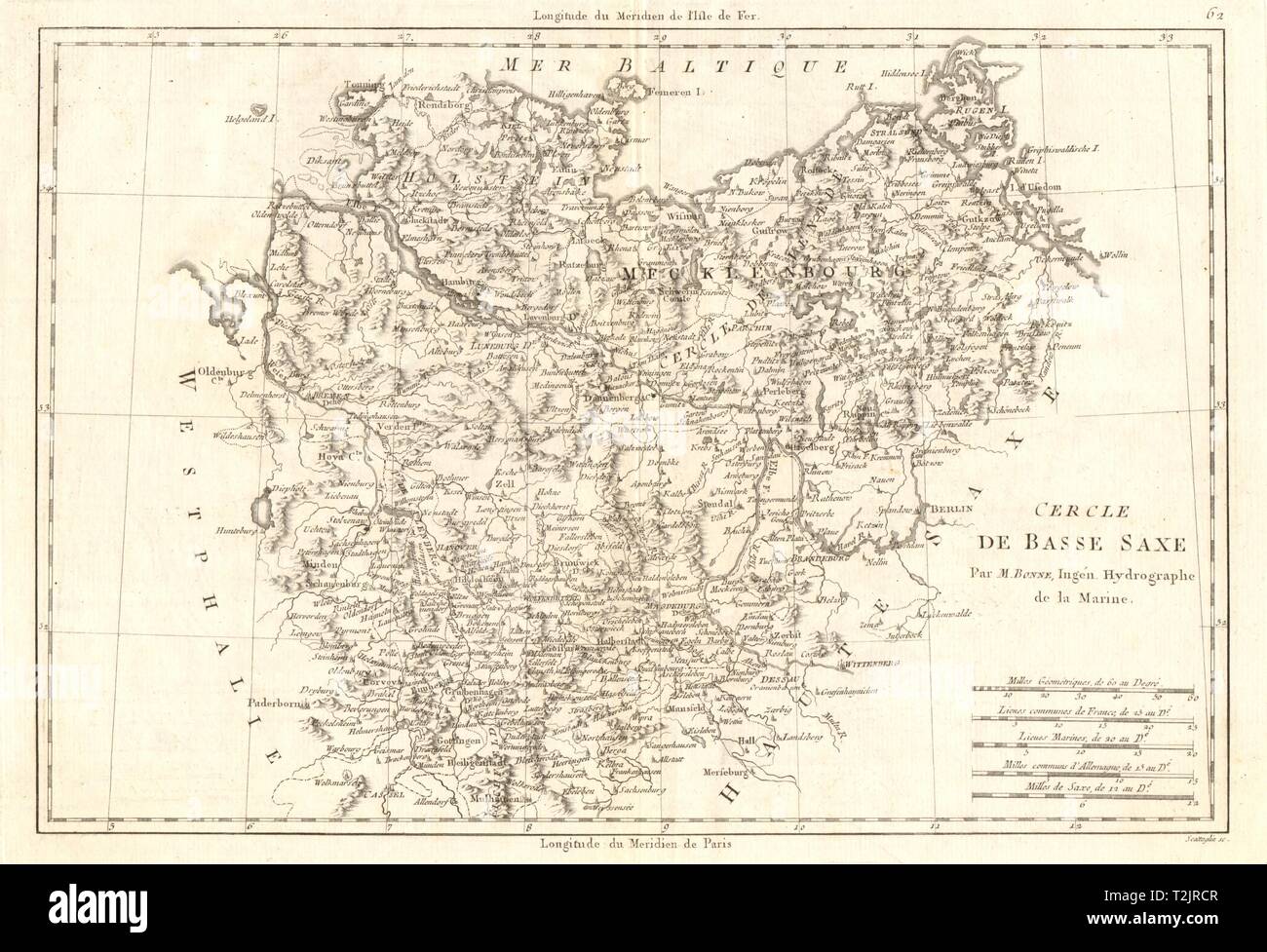 Cercle de Basse Saxe. Cercle de Basse-Saxe. Nord-est de l'Allemagne. BONNE CARTE 1789 Banque D'Images