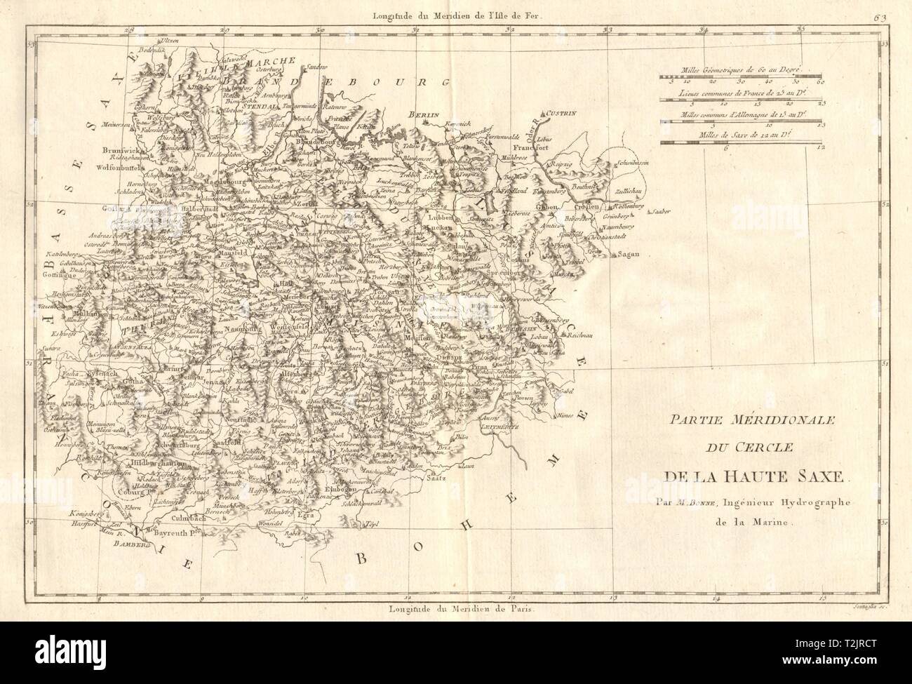Partie méridionale du Cercle de la Haute Saxe. La Saxe à l'Est. BONNE vieille carte 1789 Banque D'Images