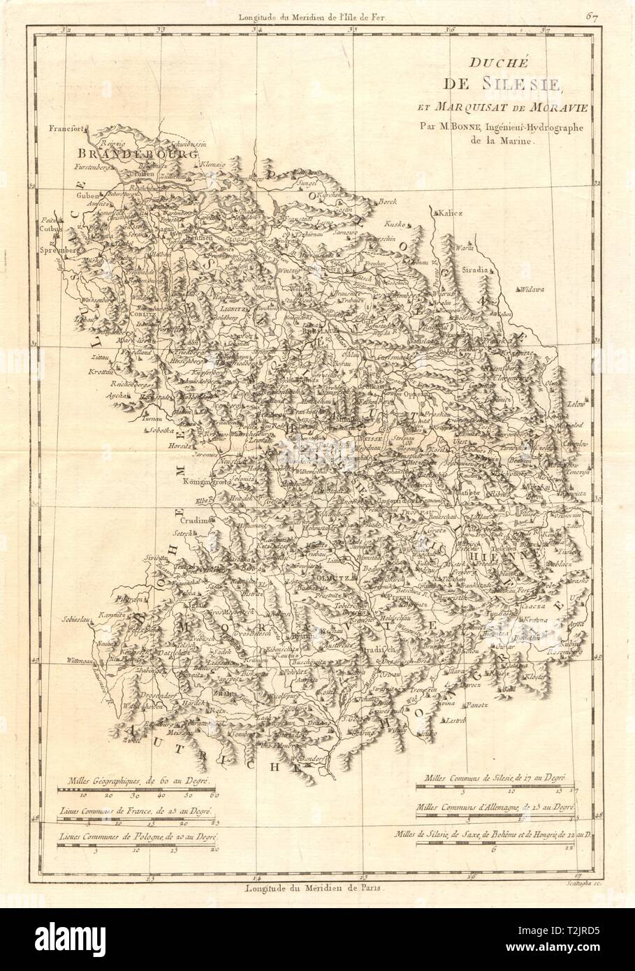 Duché de Silesie et Marquisat de Moravie. Moravie Silésie en Pologne. BONNE CARTE 1789 Banque D'Images