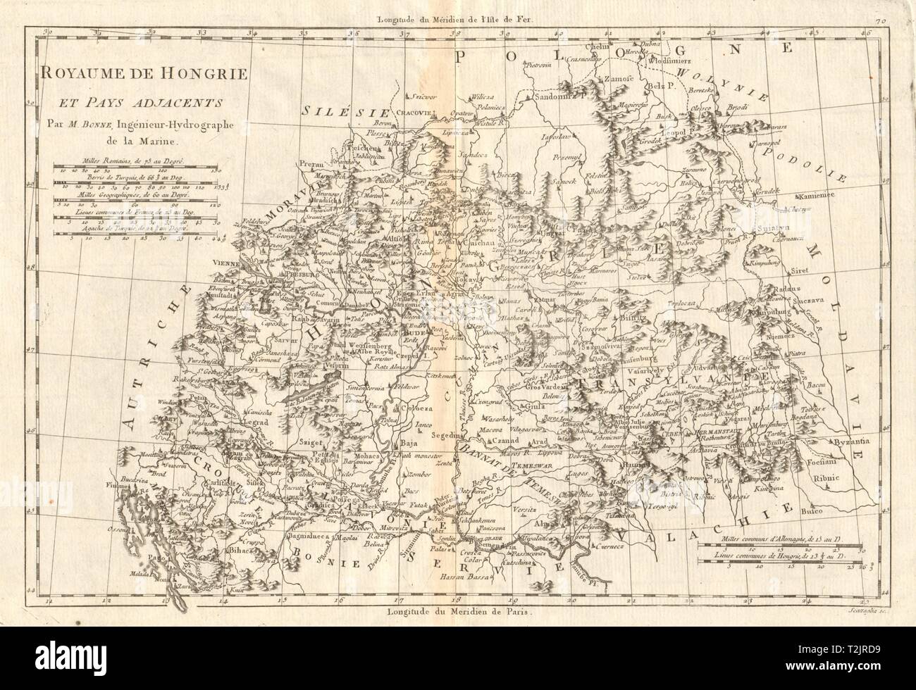 Royaume de Hongrie et pays adjacents. Royaume de Hongrie. BONNE vieille carte 1789 Banque D'Images