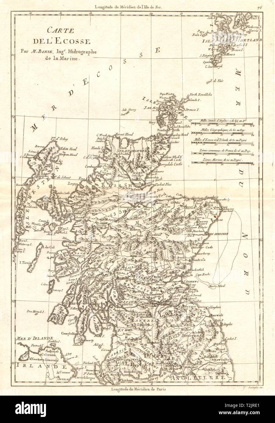Carte de l'Ecosse. Carte antique de l'Ecosse. BONNE vieille 1789 chart Banque D'Images
