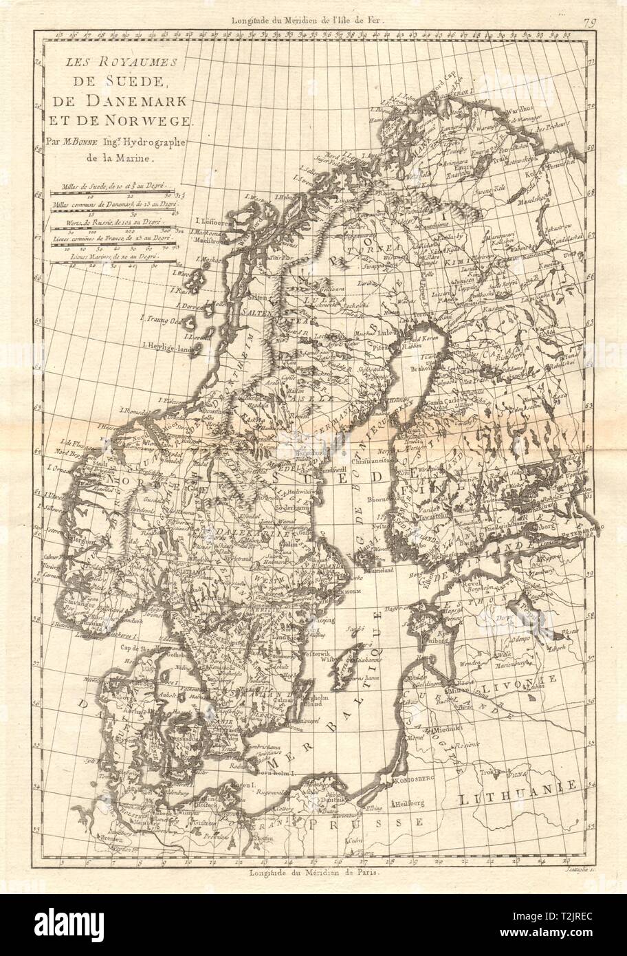 Les Royaumes de Suède, de Danemark et de Norwege. La Scandinavie. BONNE CARTE 1789 Banque D'Images