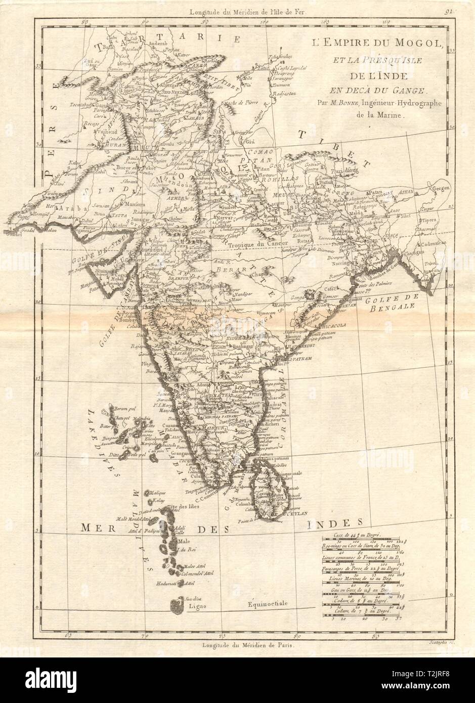 L'Empire du Mogol et la Presqu'île de l'lnde en decà du Gange. BONNE CARTE 1790 Banque D'Images