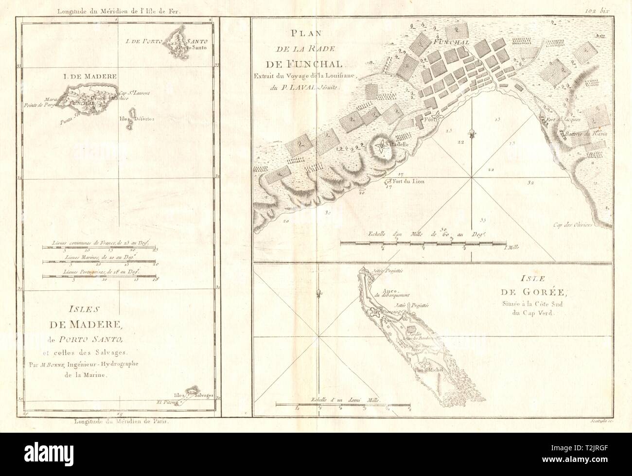 Isles de Madere, Porto Santo & Gorée. Port de Funchal. Madère. BONNE CARTE 1790 Banque D'Images