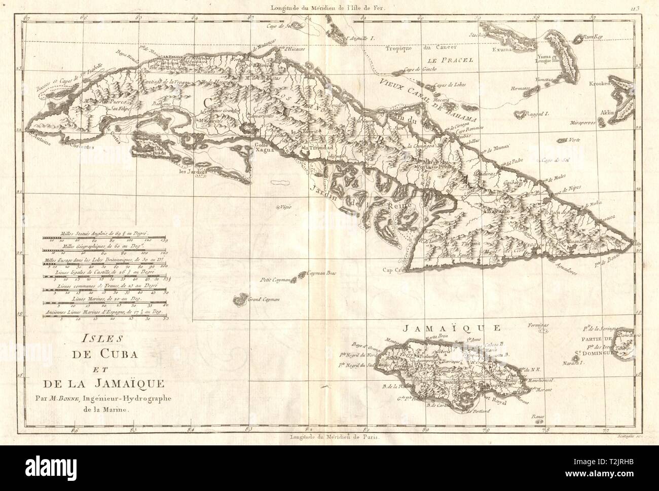 Isles de Cuba et de la Jamaïque. Les îles de Cuba et de la Jamaïque. BONNE CARTE 1790 Banque D'Images