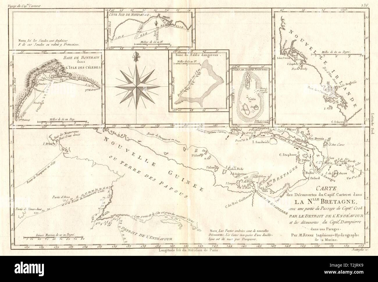 Nouvelle Bretagne. Les découvertes de Carteret Nouveau Grande-bretagne Guinée. BONNE CARTE 1790 Banque D'Images