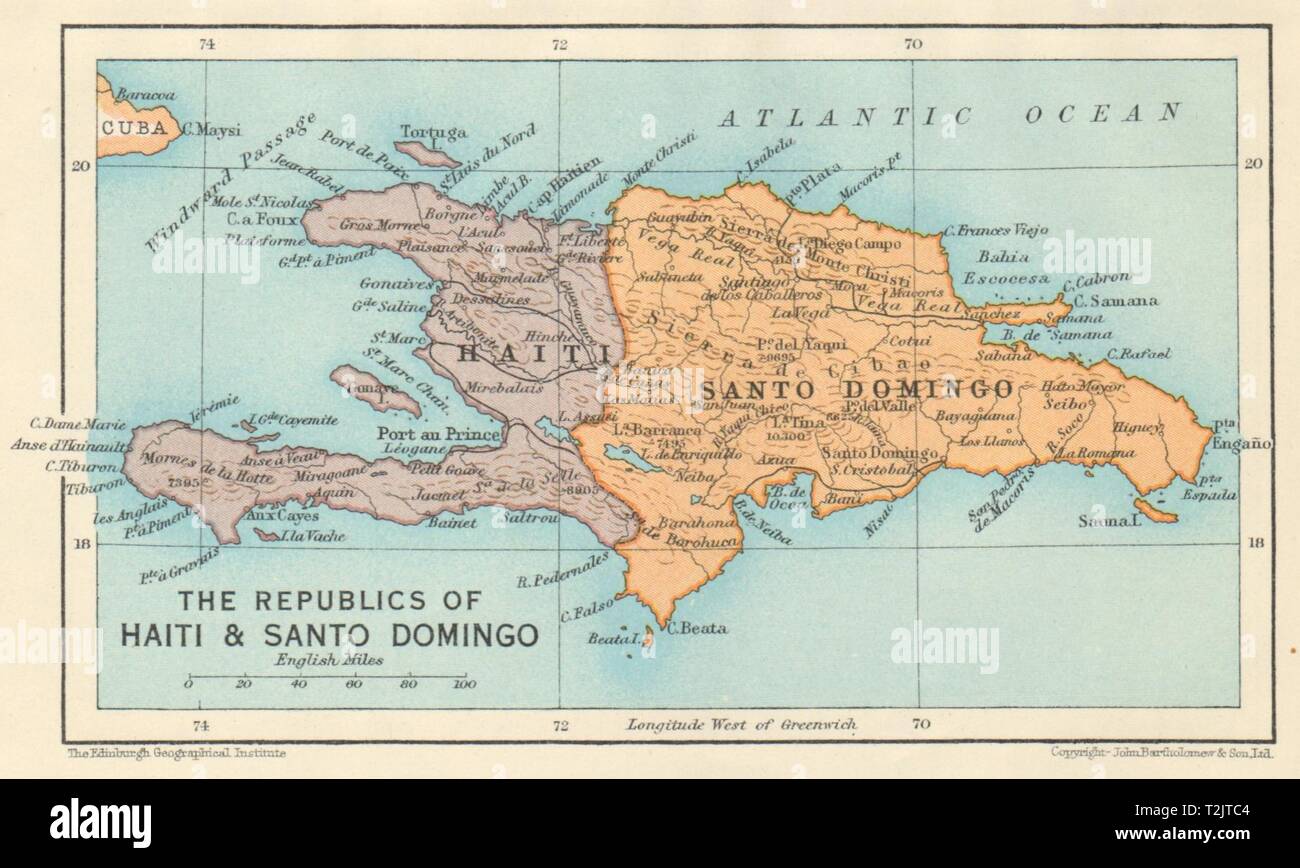 HISPANIOLA. Haïti et Santo Domingo (République dominicaine) Vintage map 1931 Banque D'Images