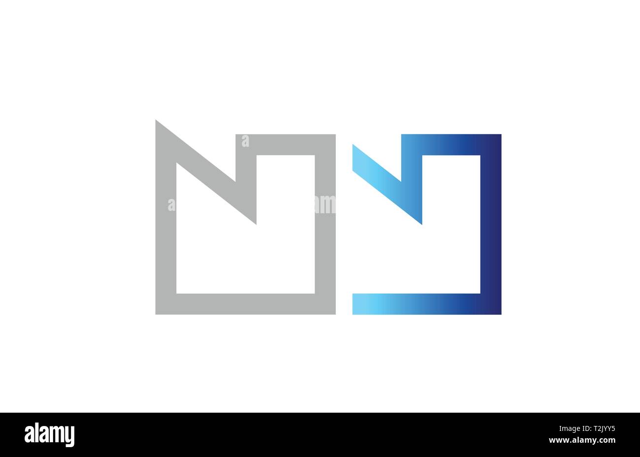 Lettre alphabet gris bleu combinaison logo nn n n design adapté pour une société ou entreprise Illustration de Vecteur