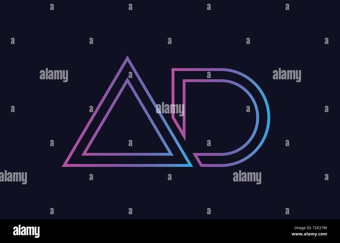 Lettre alphabet rose bleu combinaison logo annonce a d design adapté pour une société ou entreprise Illustration de Vecteur