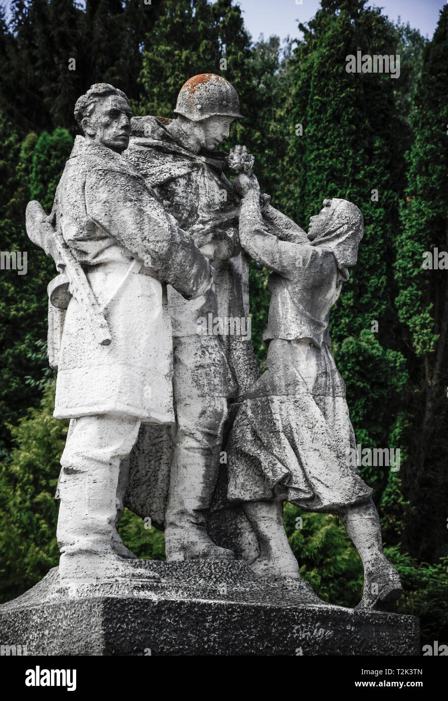 Sculpture au monument à la bataille du col de Dukla à Svidnik. Slovaquie, Europe. Banque D'Images