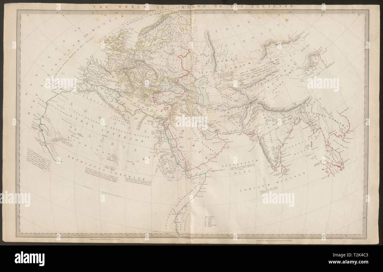 Le monde CONNU DES ANCIENS. Ptolémée Hérodote Hanno Pline. Carte 1844 SDUK Banque D'Images