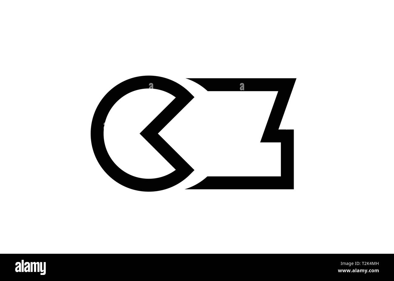 Lettre alphabet noir et blanc combinaison logo cz c z design adapté pour une société ou entreprise Illustration de Vecteur