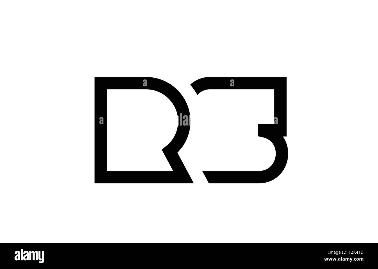 Lettre alphabet noir et blanc combinaison logo rs r s design adapté pour une société ou entreprise Illustration de Vecteur
