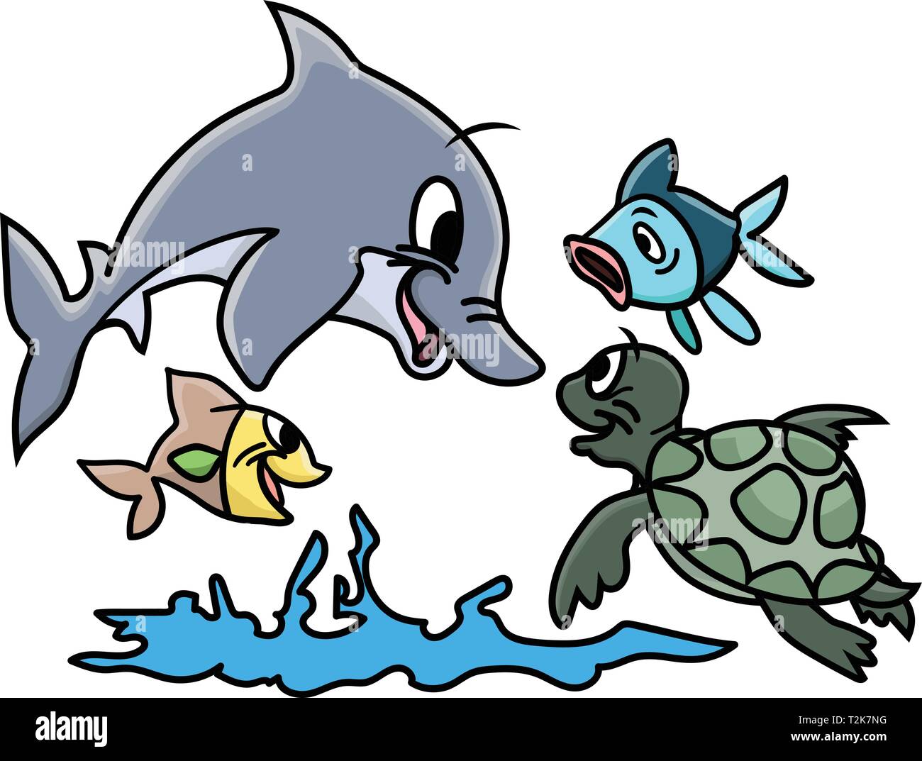 Cartoon animaux mer jouant dans l'eau vector illustration Illustration de Vecteur