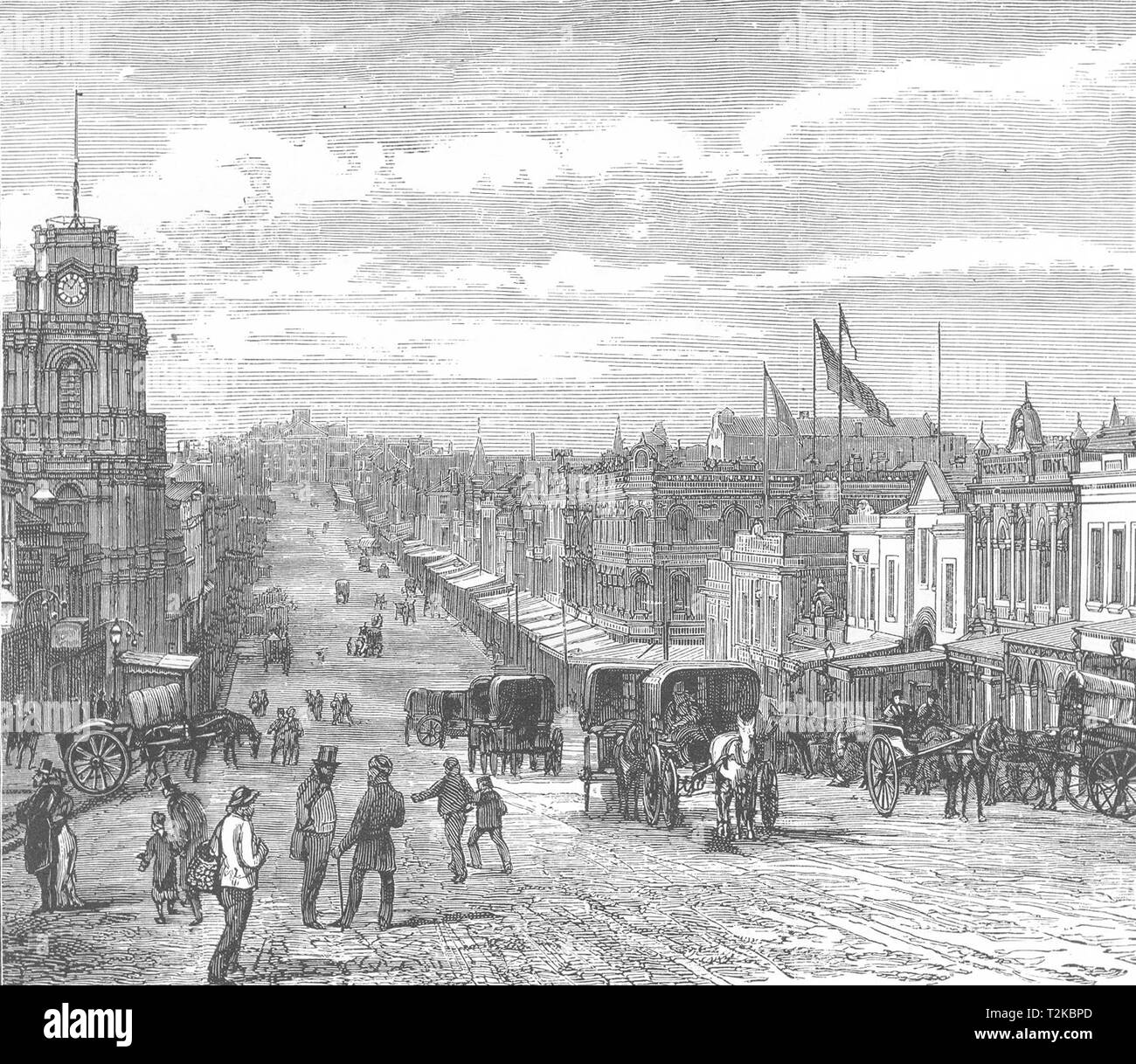 L'Australie. Bourke Street, Melbourne, looking East 1886 vieux ancien Banque D'Images