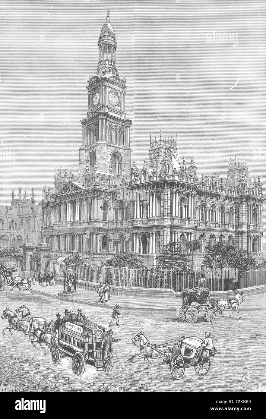 L'Australie. Nouvelle Galles du Sud. L'Hôtel de Ville, Sydney 1886 vieux ancien Banque D'Images