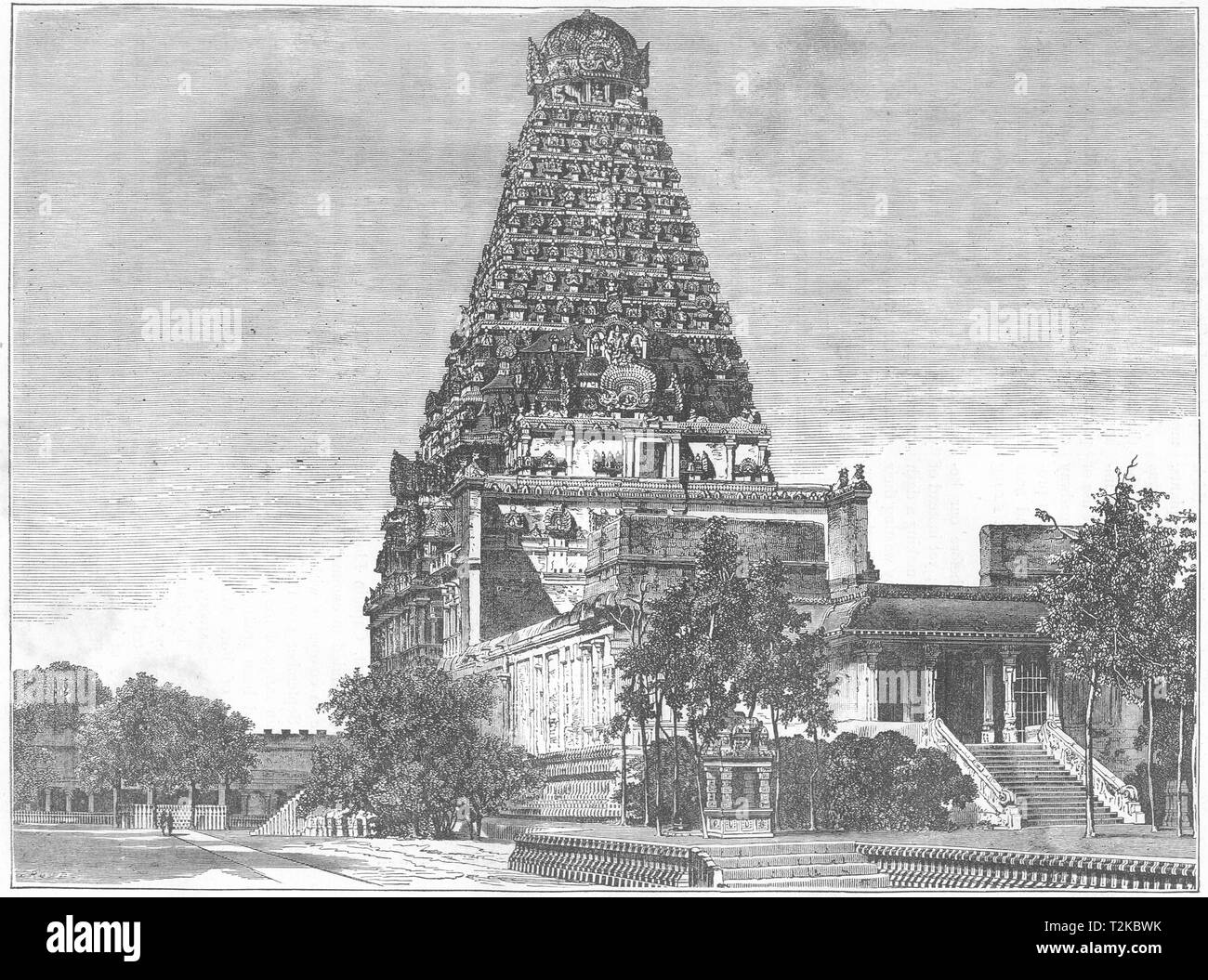 L'Inde. Grande entrée de la pagode de Thanjavur c1880 vieux ancien Banque D'Images