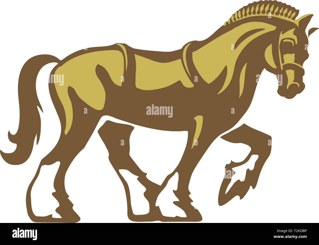 Shire Horse ou projet de cheval ou cheval lourd, logo vector illustration, entièrement ajustable et évolutive. Illustration de Vecteur
