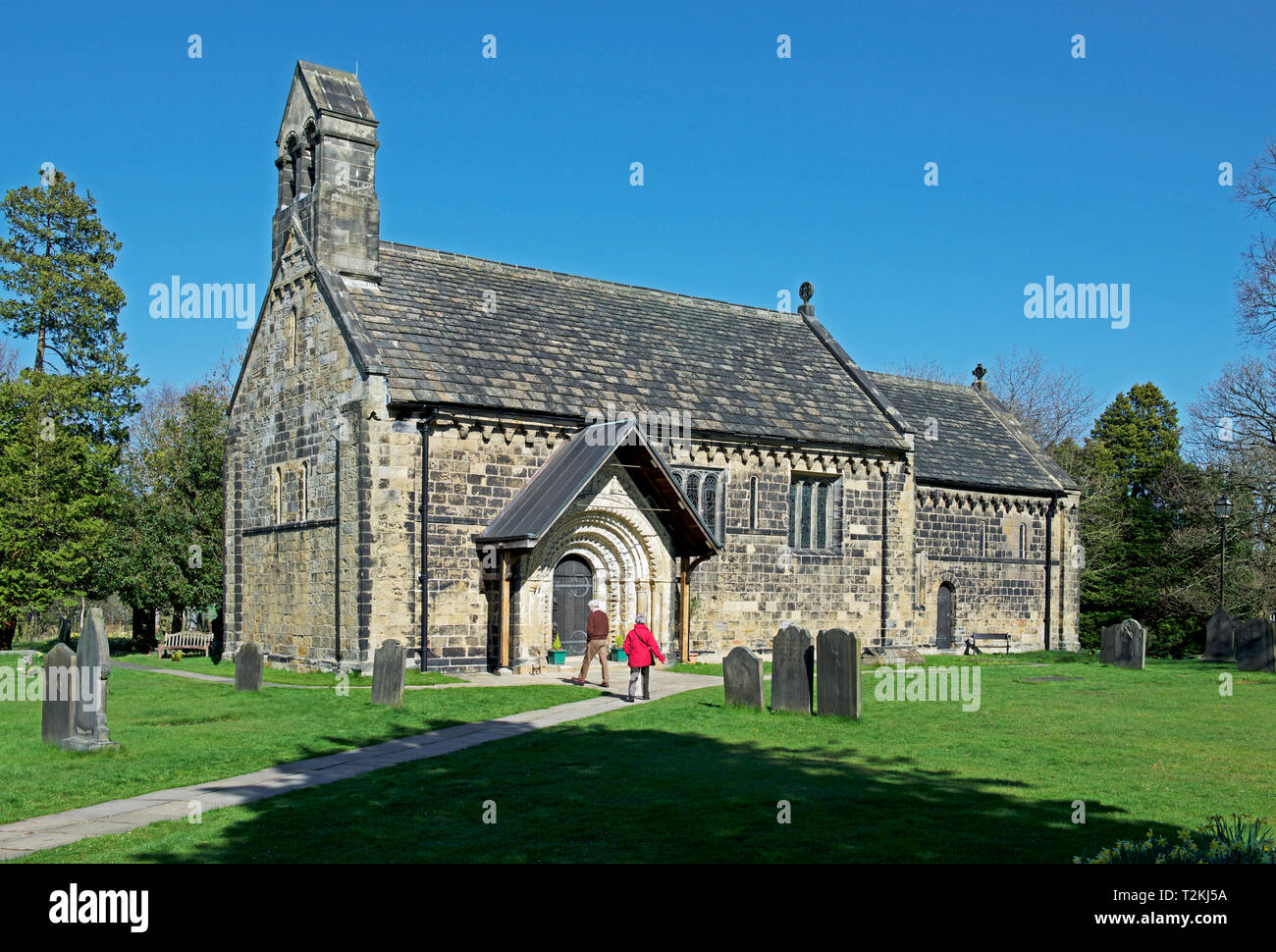 Église paroissiale de Saint Jean Baptiste, Adel, Leeds, West Yorkshire, England UK Banque D'Images