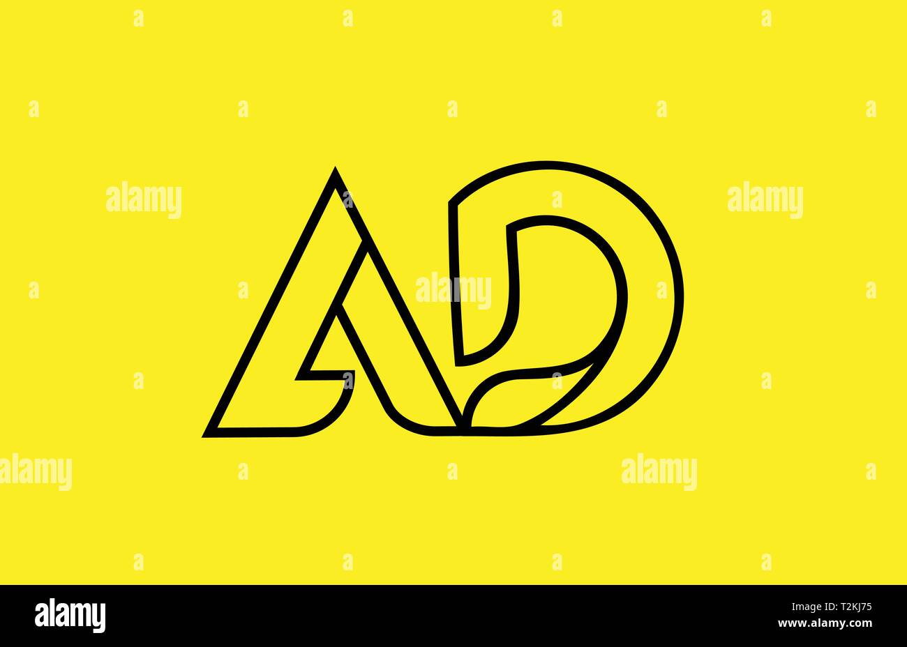 Ligne noire jaune lettre alphabet ANNONCE D'icône combinaison logo pour une société d'exploitation ou de conception de l'identité Illustration de Vecteur