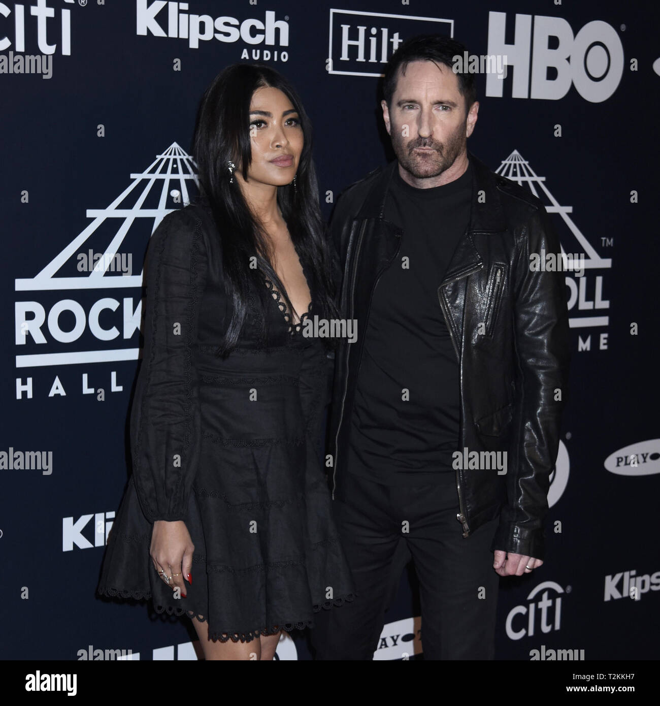 27 mars 2019 - Brooklyn, New York, États-Unis - 29 mars 2019 - Brooklyn, New York - Mariqueen Maandi Trent Reznor et au Rock & Roll Hall of Fame de la cérémonie d'arrivée, à la Barclays Center. Crédit photo : LJ - Photos/AdMedia (crédit Image : © Ylmj/AdMedia via Zuma sur le fil) Banque D'Images