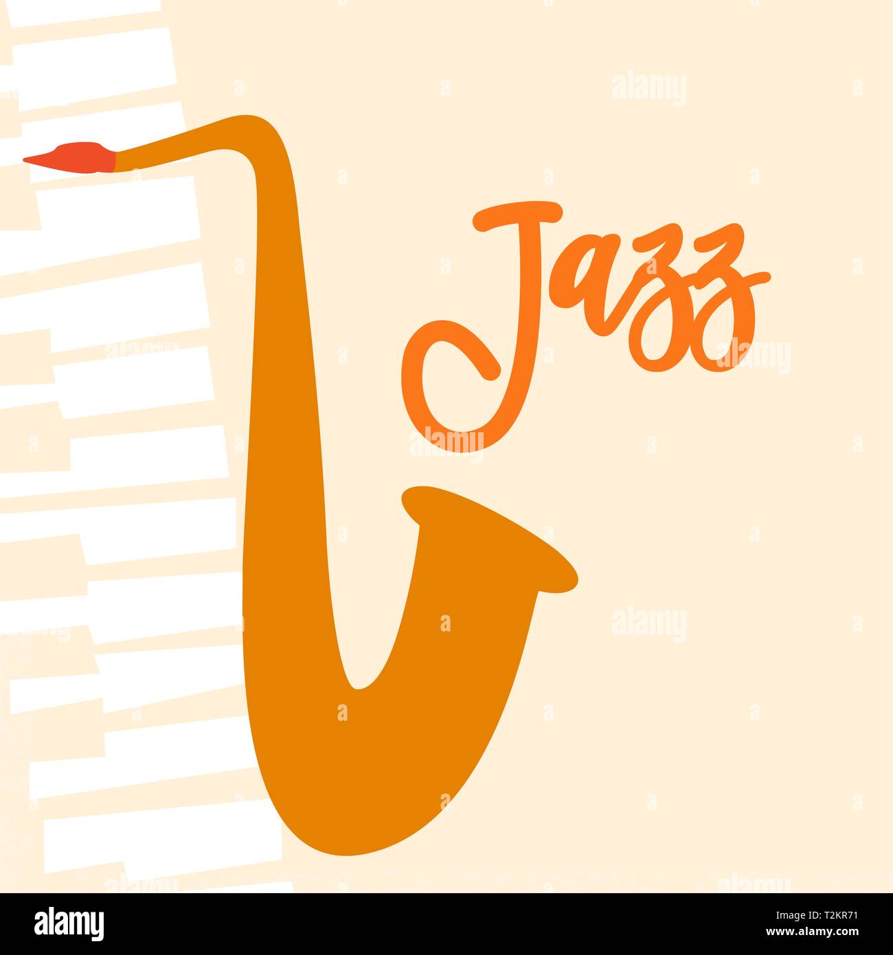 Illustration de l'affiche de la Journée internationale du jazz de saxophone musique haut et notes pour les concerts du festival ou événement célébration. Illustration de Vecteur