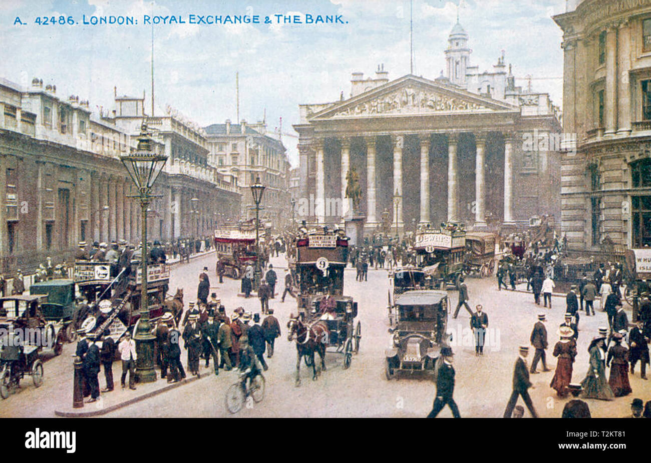 Banque d'Angleterre à gauche et le Royal Exchange, Londres, vers 1905 Banque D'Images
