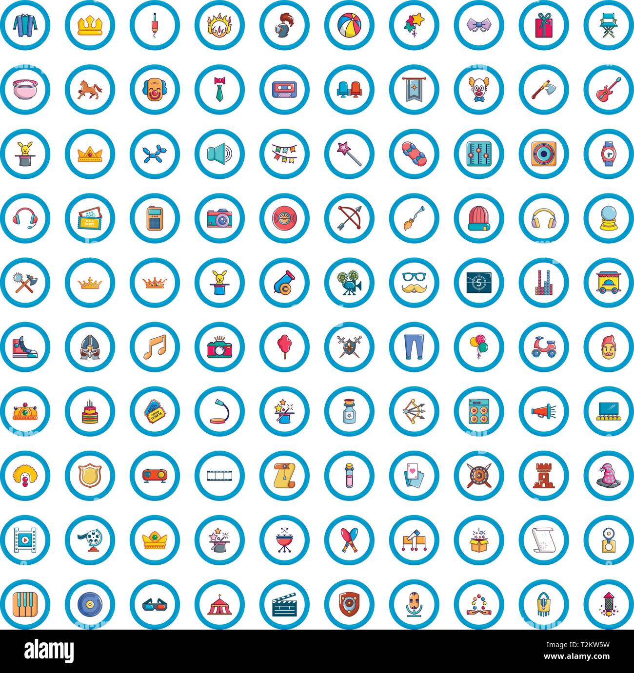 100 icônes de rendement fixés. Cartoon illustration de 100 icônes ...