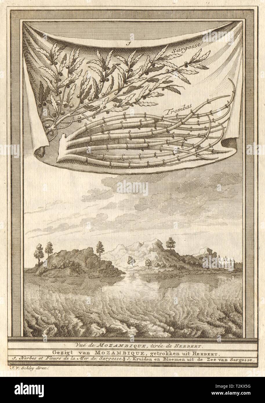 'Vue de Mozambique". Vue sur l'île de Mozambique, de Herbert. SCHLEY 1747 Banque D'Images