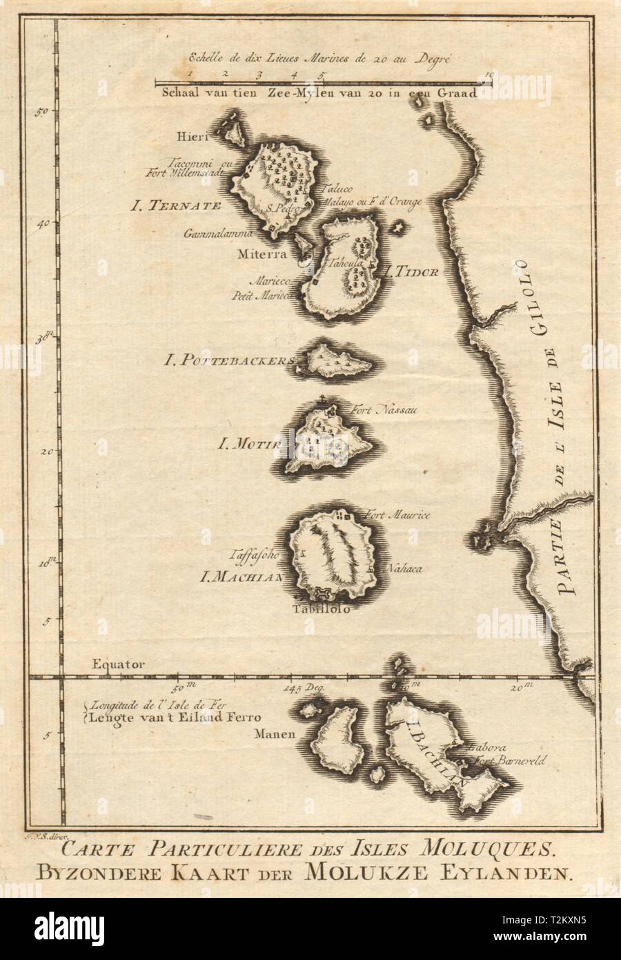 "Carte particulière des Isles Moluques'. Moluques Maluku. BELLIN/SCHLEY 1755 map Banque D'Images