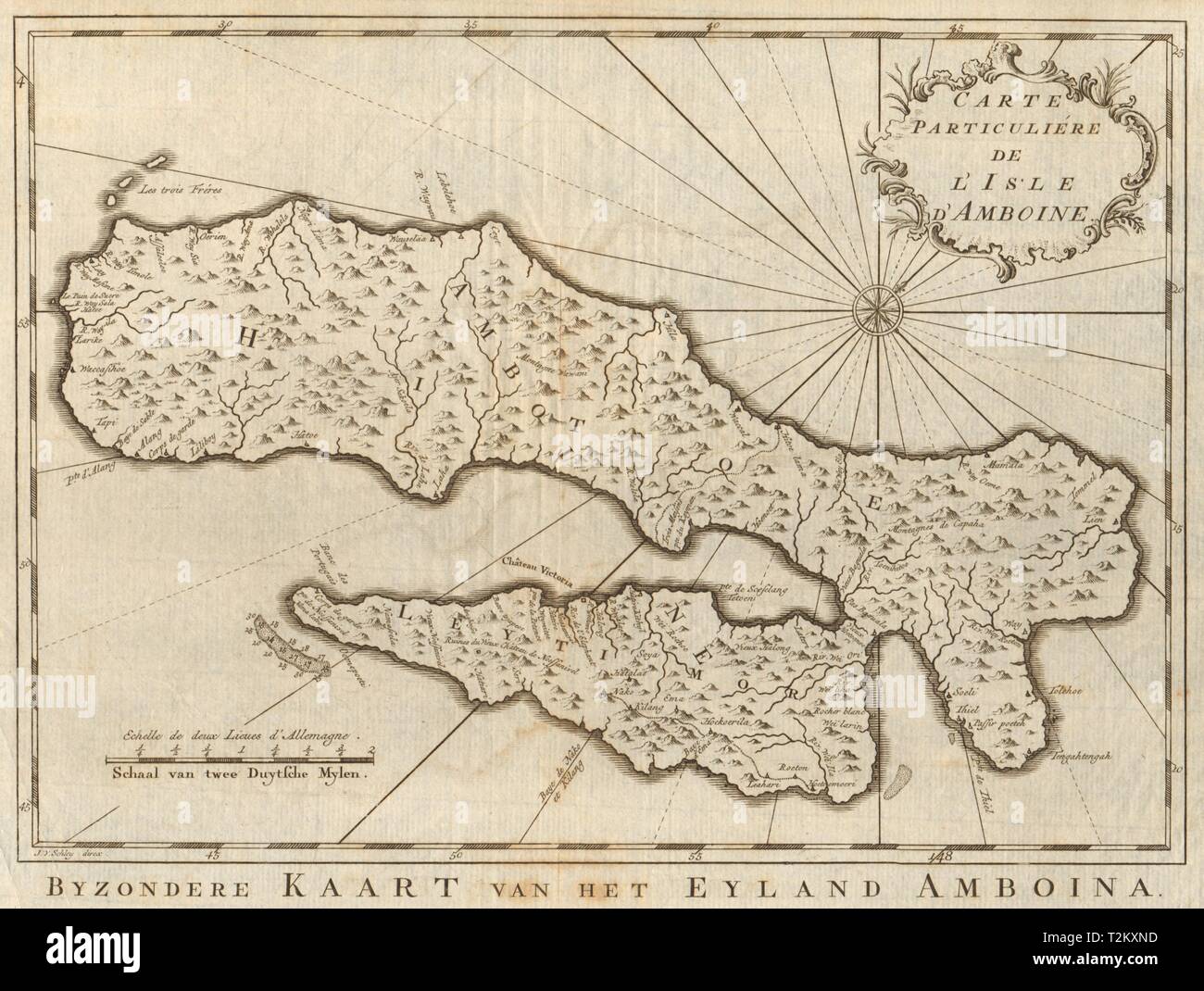 "Carte particulière de l'lsle d'Amboine'. Ambon, Moluques. BELLIN/SCHLEY 1755 map Banque D'Images