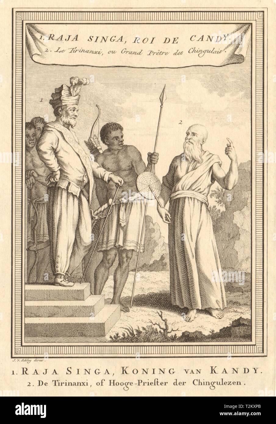 Le Sri Lanka. Kirti Sri Rajasinha, roi de Kandy. Weliwita Sangharaja,. SCHLEY 1755 Banque D'Images