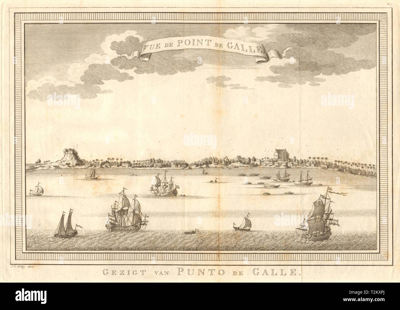 'Vue de point-de-Galle'. Avis de Galle, au Sri Lanka. Ceylan. SCHLEY 1755 imprimer Banque D'Images