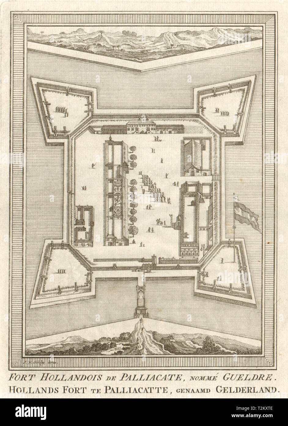 'Fort Hollandois de Palliacate… Gueldre'. Geldria BELLIN Pulicat/SCHLEY 1755 map Banque D'Images