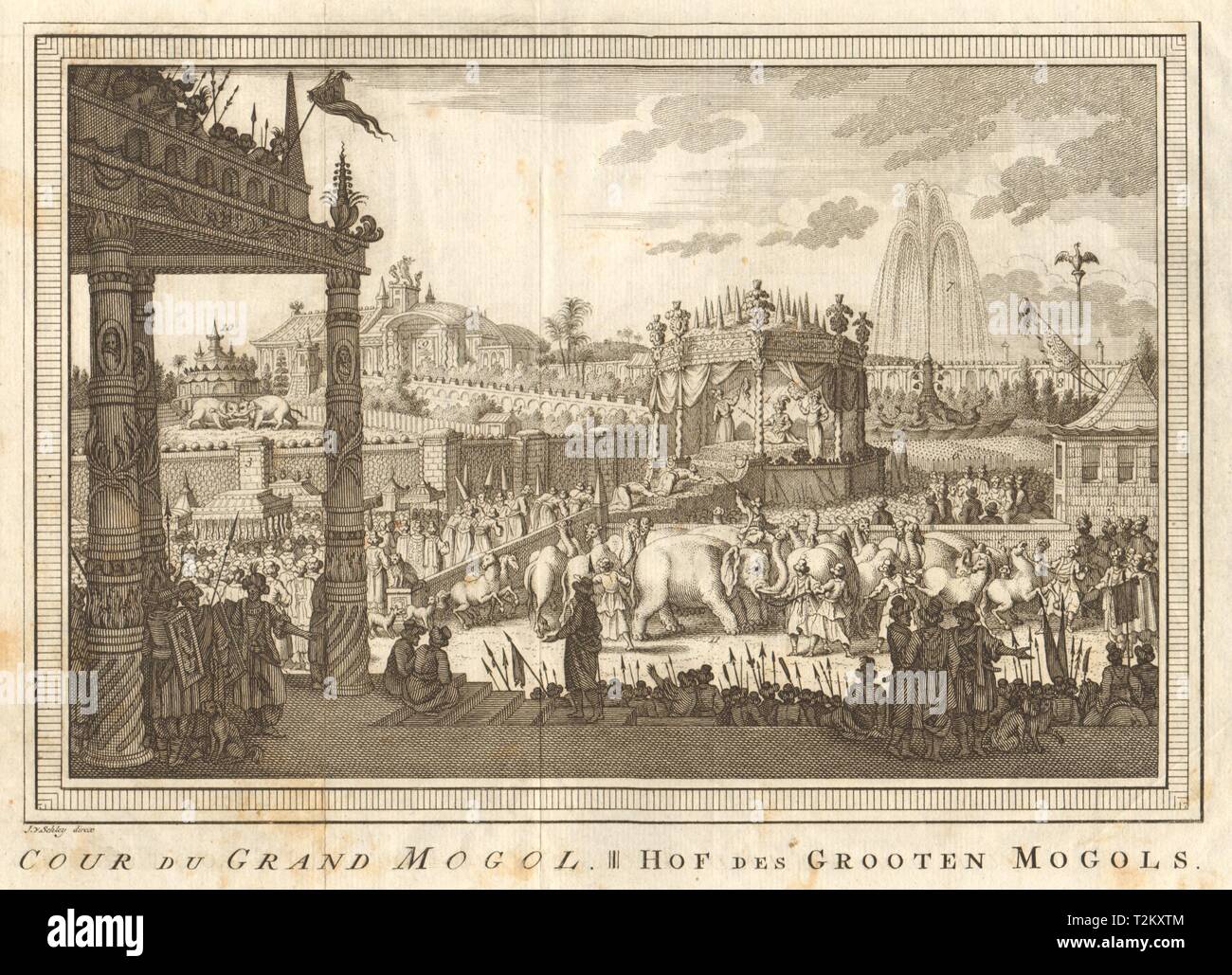 'Cour du Grand Mogol". Cour de l'empereur moghol, Delhi, Inde. SCHLEY 1755 Banque D'Images