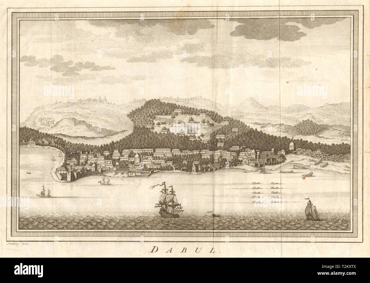 'Dabul'. Avis de Dabhol, département, Maharashtra, Inde. SCHLEY 1755 Banque D'Images