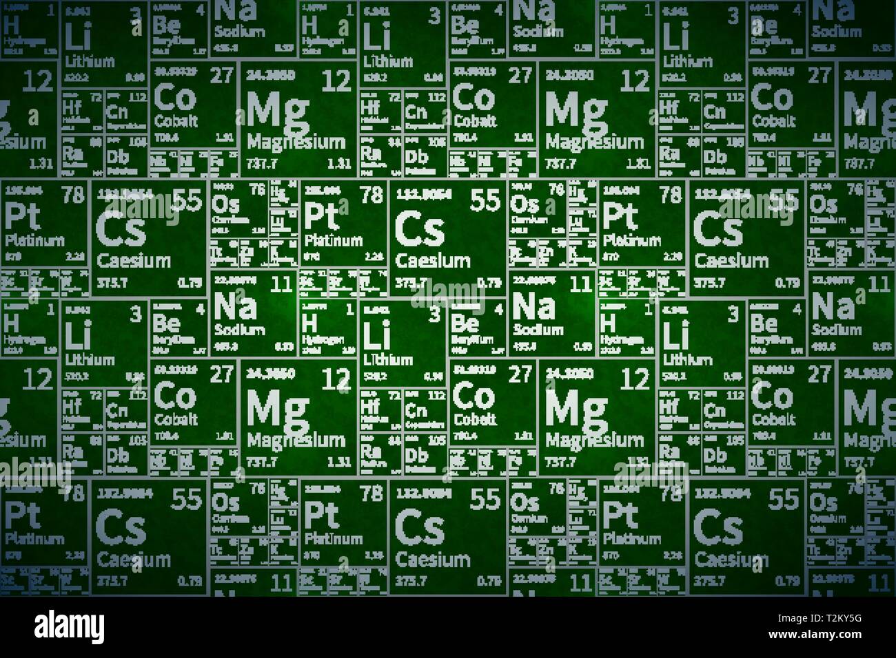 Tableau des éléments chimiques à l'école verte tableau sur la texture, vaste arrière-plan détaillé Illustration de Vecteur