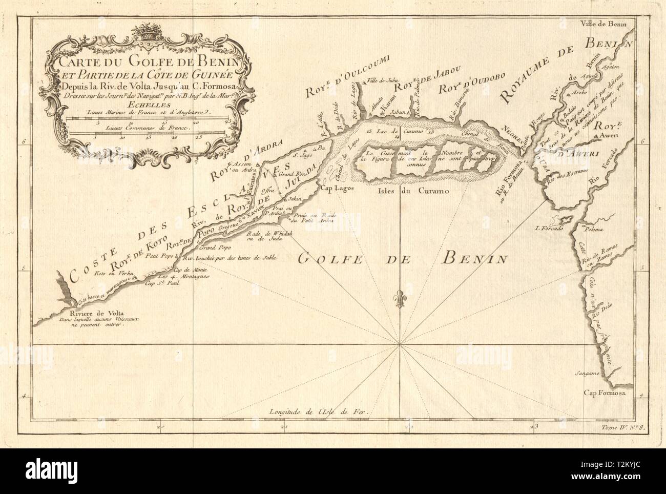 'Carte du Golfe de Bénin'. Golfe du Bénin. Nigeria côte. Lagos. BELLIN carte 1747 Banque D'Images