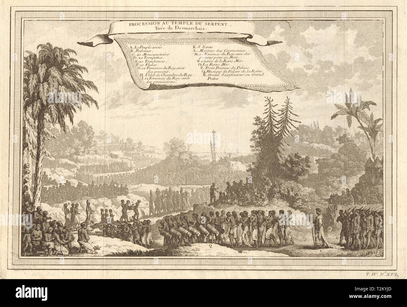 'Procession au Temple du Serpent'. Ouidah Ouidah culte du Serpent. Desmarchais 1747 Banque D'Images