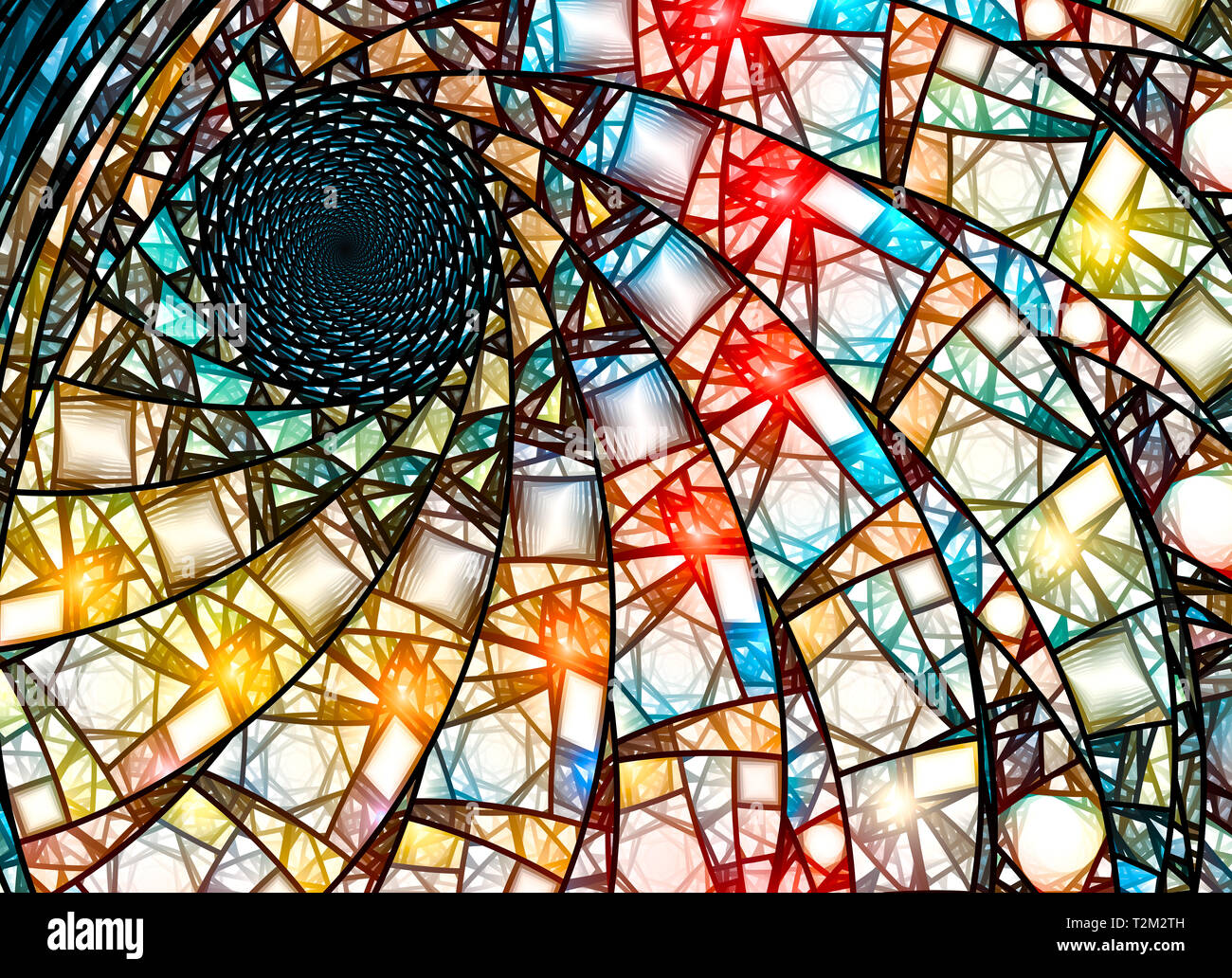 Vitraux colorés dans fractal golden ratio, générée par ordinateur résumé fond, rendu 3D Banque D'Images