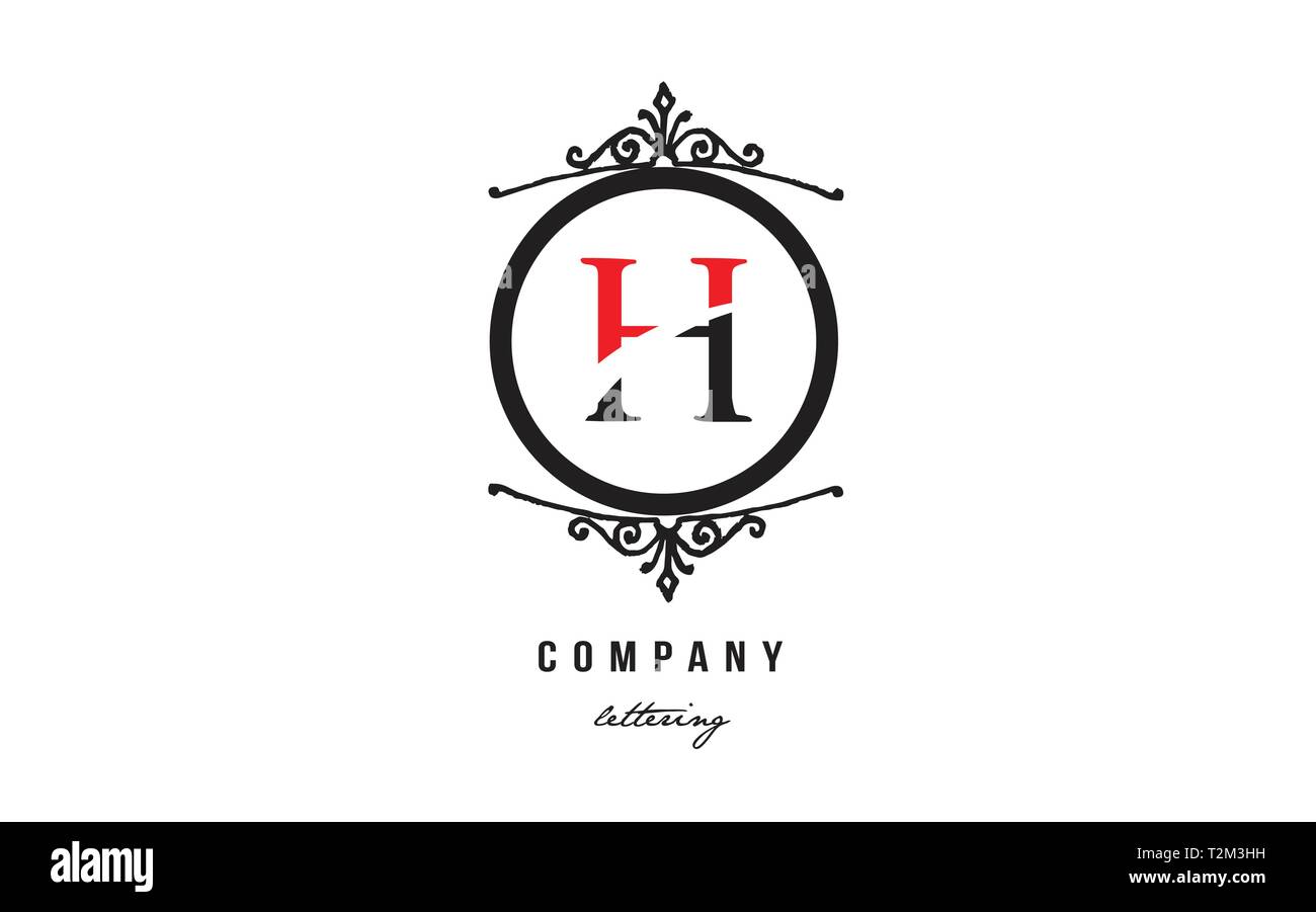 Conception de lettre de l'alphabet h avec noir blanc couleur rouge et monogramme cercle décoratif approprié comme un logo pour une entreprise ou de l'entreprise Illustration de Vecteur