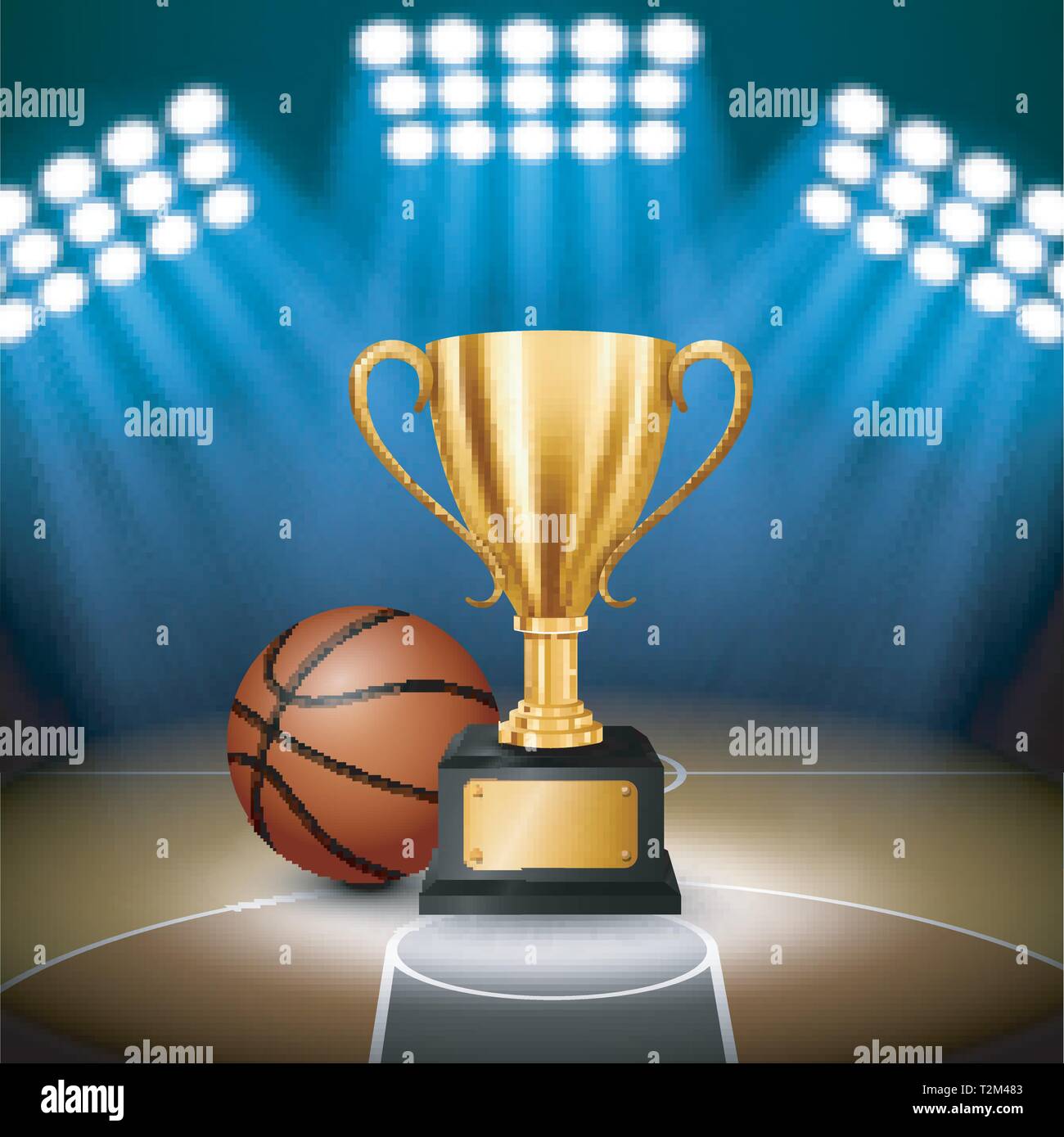 Championnat de basket-ball et de basket-ball Trophée doré éclairé avec  Spotlight, Vector Illustration Image Vectorielle Stock - Alamy