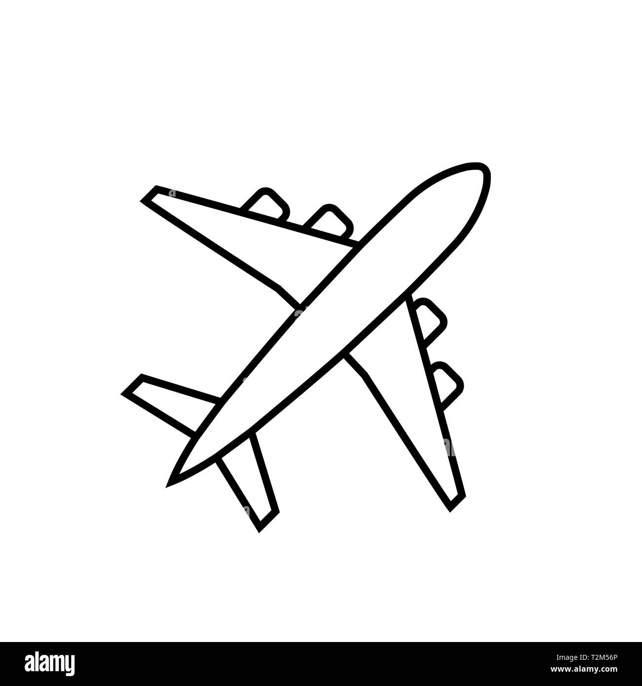 L'icône de la ligne d'avion isolé sur fond blanc, symbole de l'avion en télévision style. Signe de l'avion. L'icône plan abstrait en noir. Vector illustration. Illustration de Vecteur