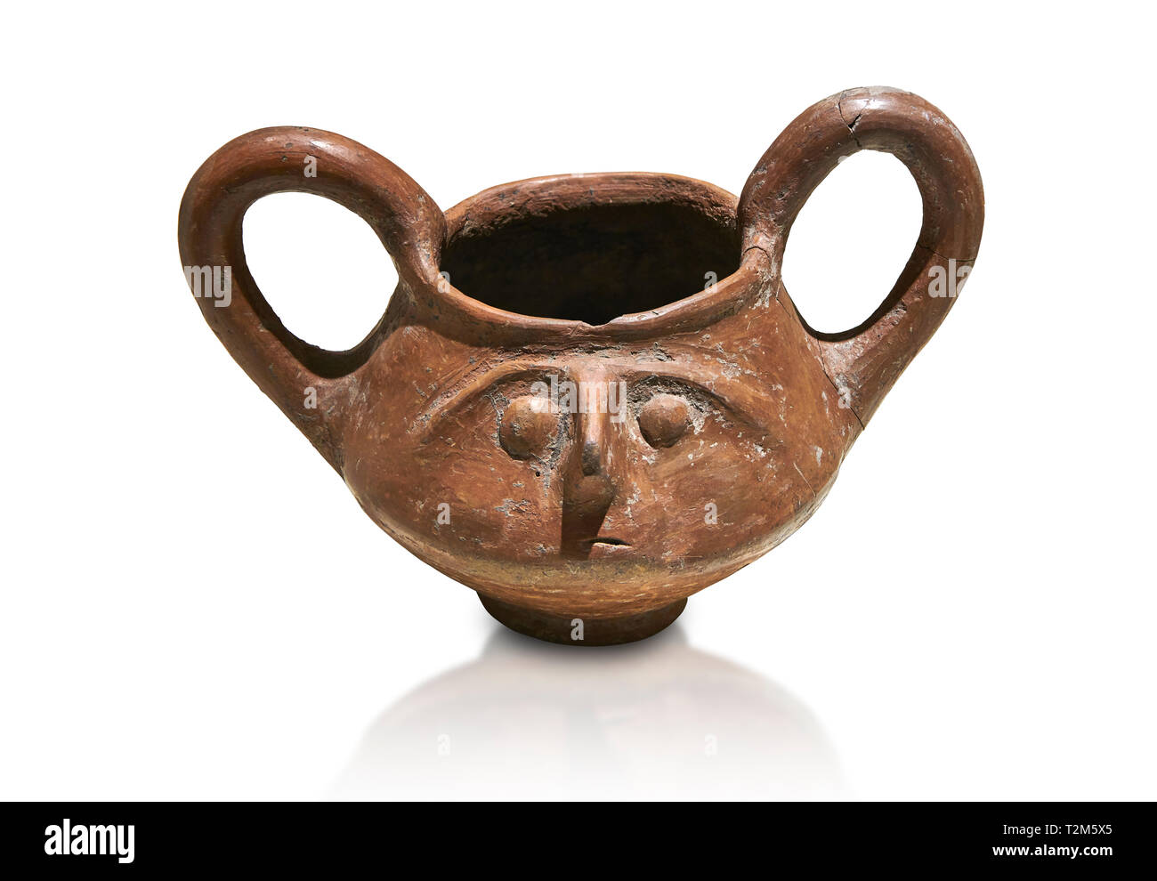 Terre cuite traité Hittite double pot avec un relief visage humain- 17e - 16e siècle avant J.-C. - Hattusa ( Bogazkoy ) - Musée des civilisations anatoliennes, d'une Banque D'Images