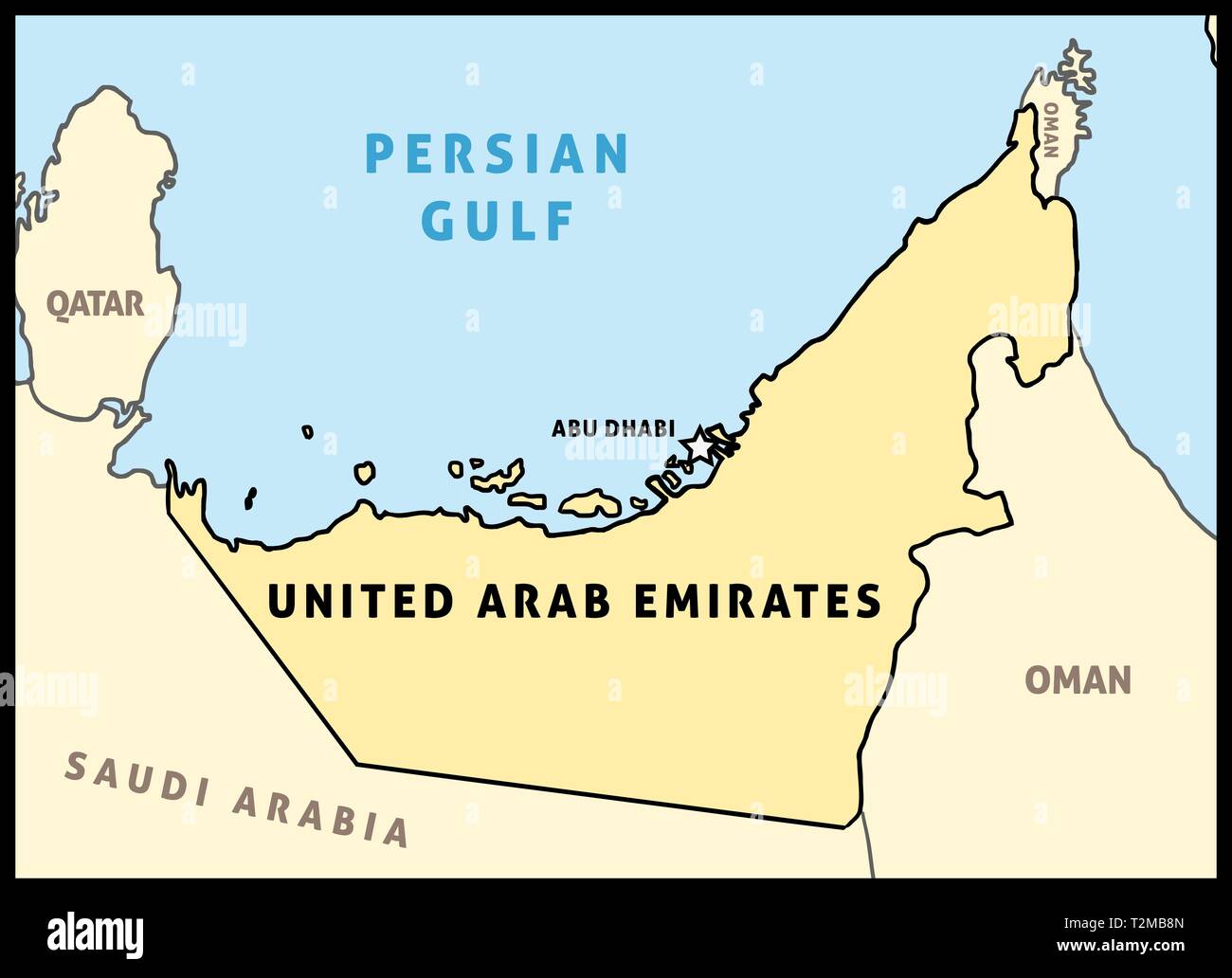 Emirats arabes unis (EAU) carte. Vecteur contour carte du pays. Illustration de Vecteur