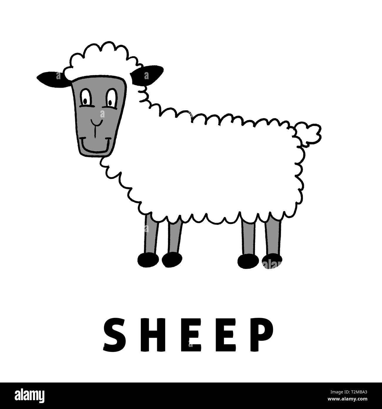 Livre pour enfants cute cartoon moutons - illustration des animaux de ferme. Illustration de Vecteur