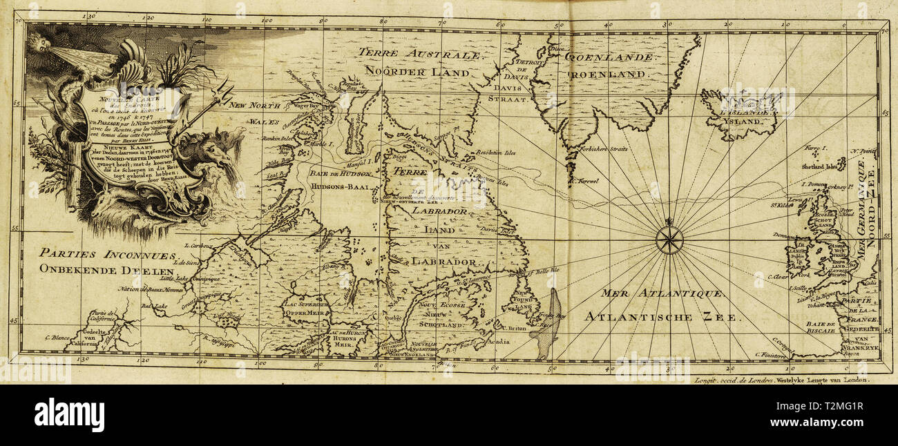 Voyage à la baie d'Hudson, faite en 1746. & 1747. par les navires Dobbs-Galley & California, pour la découverte d'un passage vers le nord-ouest Banque D'Images
