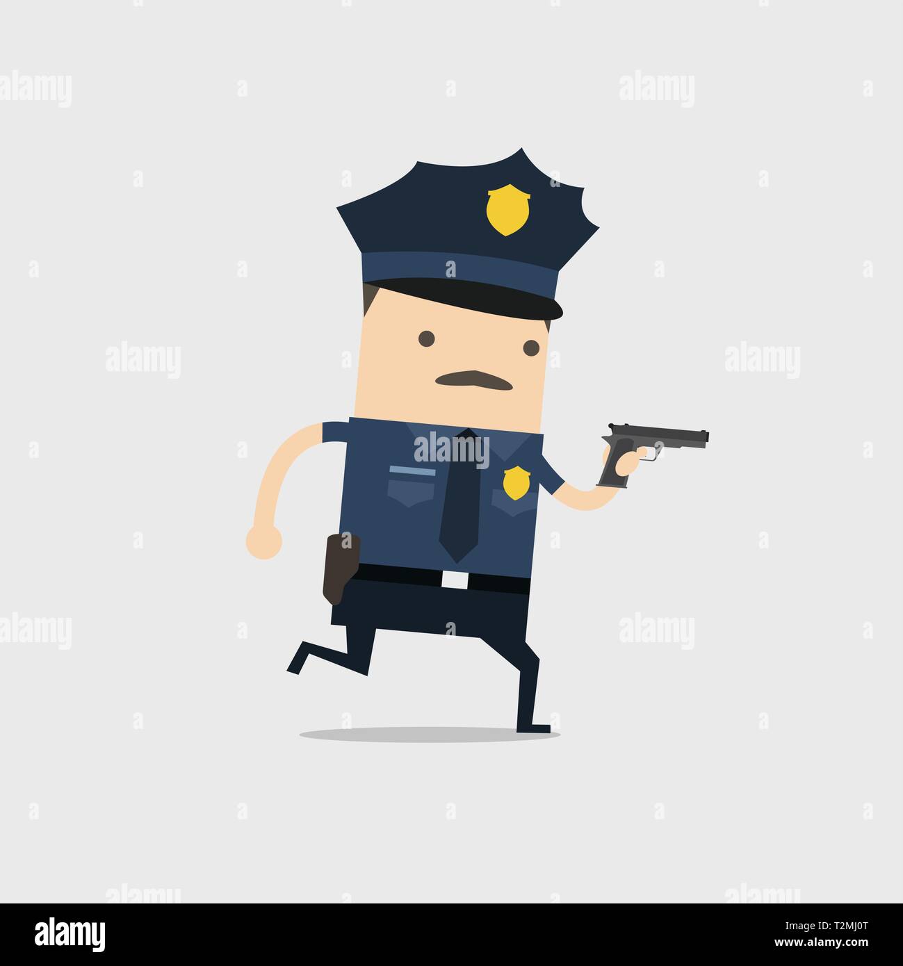 La Police A Couru Avec Un Fusil A La Main Drole De Personnage De La Cdp Image Vectorielle Stock Alamy